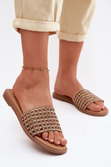 Chaussons Appartement pour femmes avec des yeux qui clignotent marron Fendi 2