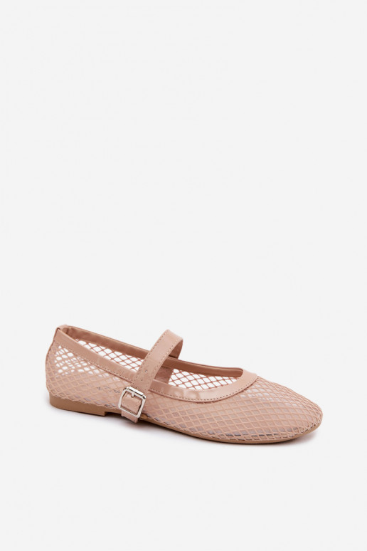 Ballerines en mesh couleur sable avec brides Gaia