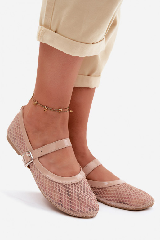 Ballerines en mesh couleur sable avec brides Gaia