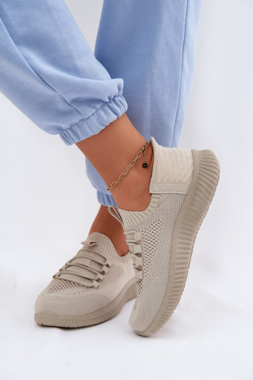 Zandkleurige instapsneakers Olive