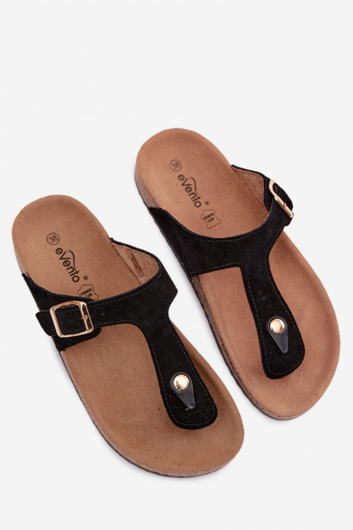 Chaussons en faux daim noir avec boucles dorées Honey