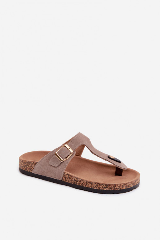 Chaussons en faux daim sable avec boucles dorées Honey
