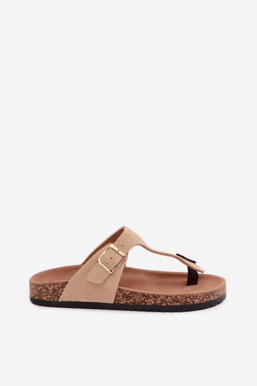 Chaussons en faux daim sable avec boucles dorées Honey