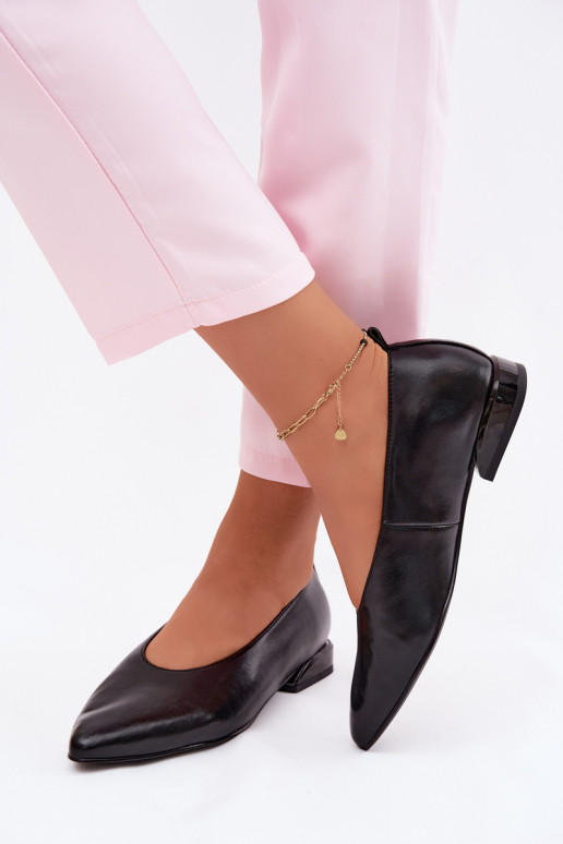 Schwarze Ballerinas mit breiten Absätzen Hoshi