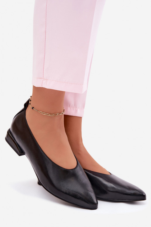 Schwarze Ballerinas mit breiten Absätzen Hoshi