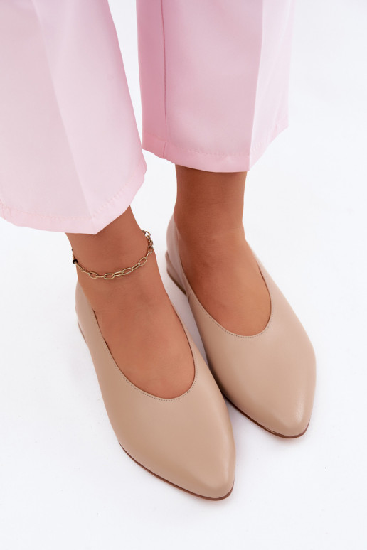Beige ballerina's met brede hakken Hoshi