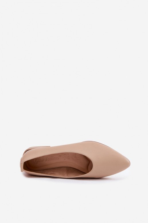Sandfarbene Ballerinas mit breiten Absätzen Hoshi