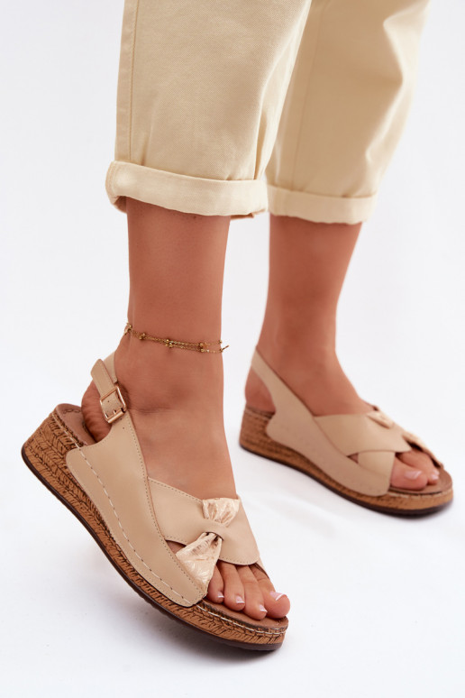 Bequeme Damen-Platformsandalen in Sandfarbe Iggy