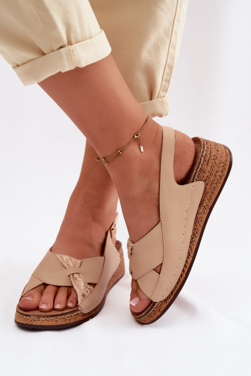 Bequeme Damen-Platformsandalen in Sandfarbe Iggy