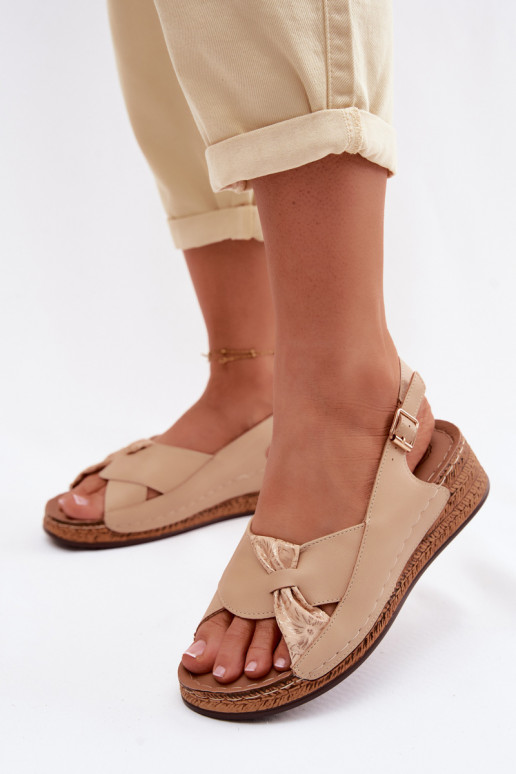Bequeme Damen-Platformsandalen in Sandfarbe Iggy