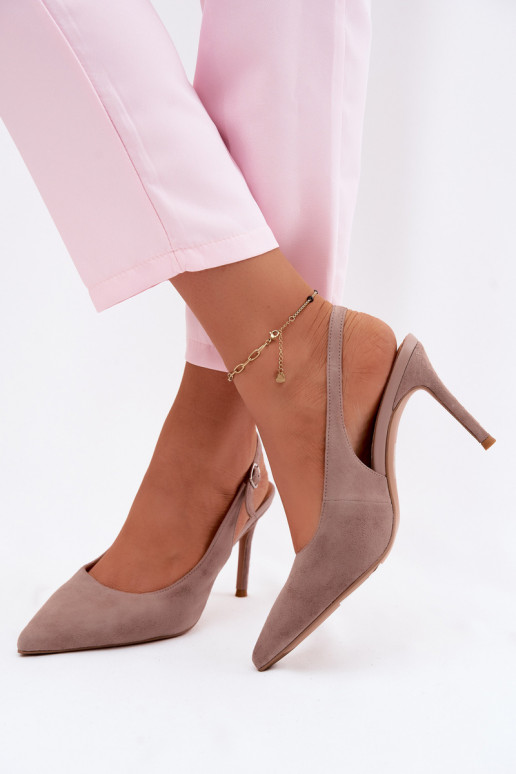 Dames sandalen met dunne hakkenOpturalnego van suèdeu beige Kandy