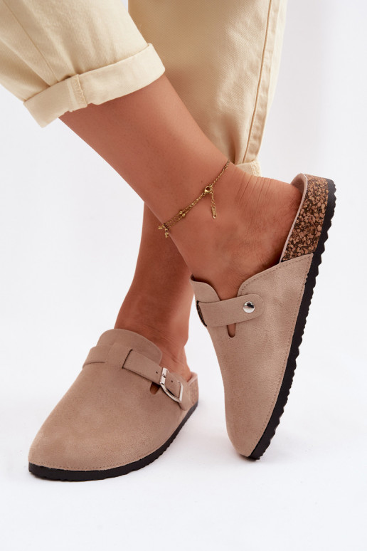 Chaussons Sabots Féminin avec boucles beige Lacey