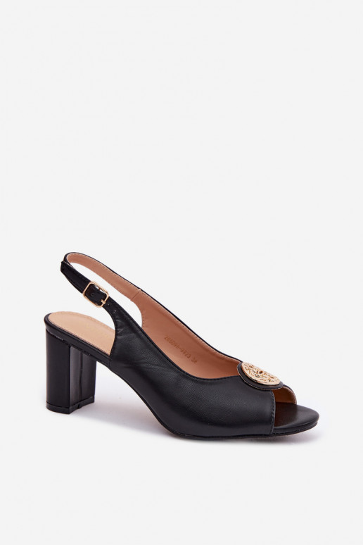 Dames sandalen met hoge hakken en gouden details in zwart Lotus
