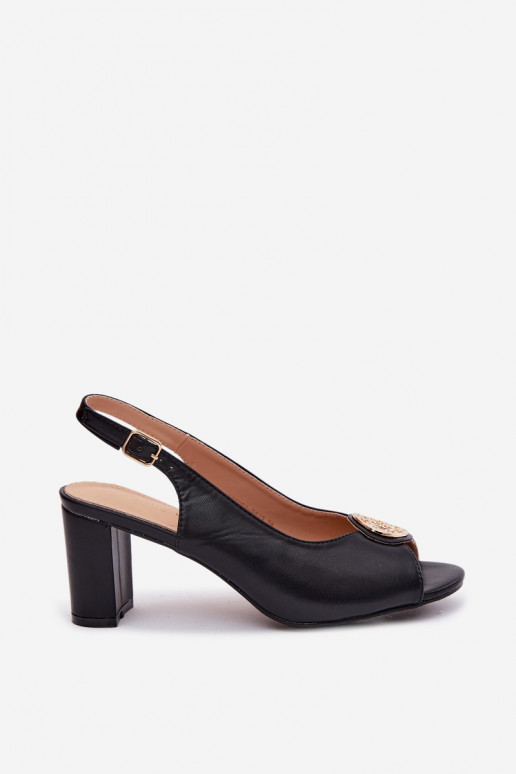 Dames sandalen met hoge hakken en gouden details in zwart Lotus