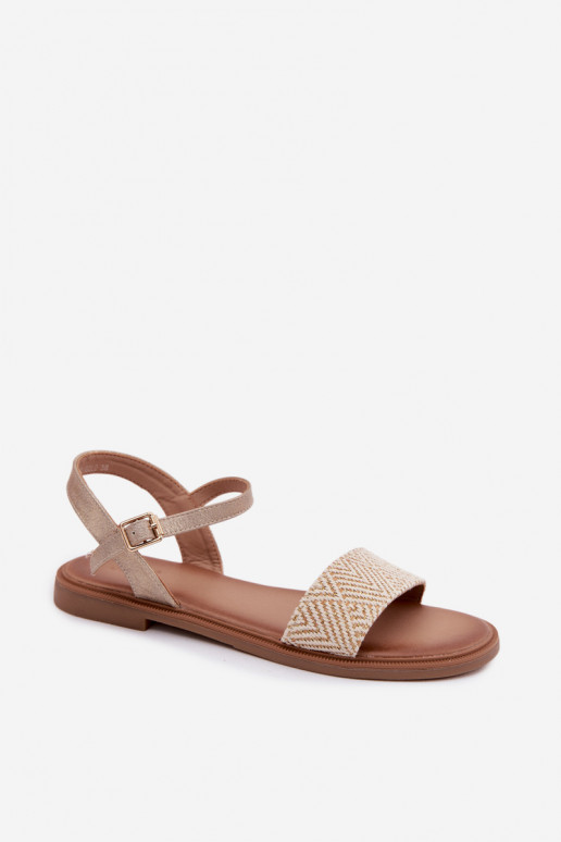 Damensandalen mit breiten Absätzen goldene Farbe Lumina