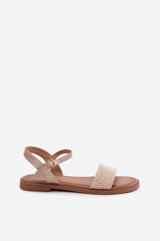 Damensandalen mit breiten Absätzen goldene Farbe Lumina