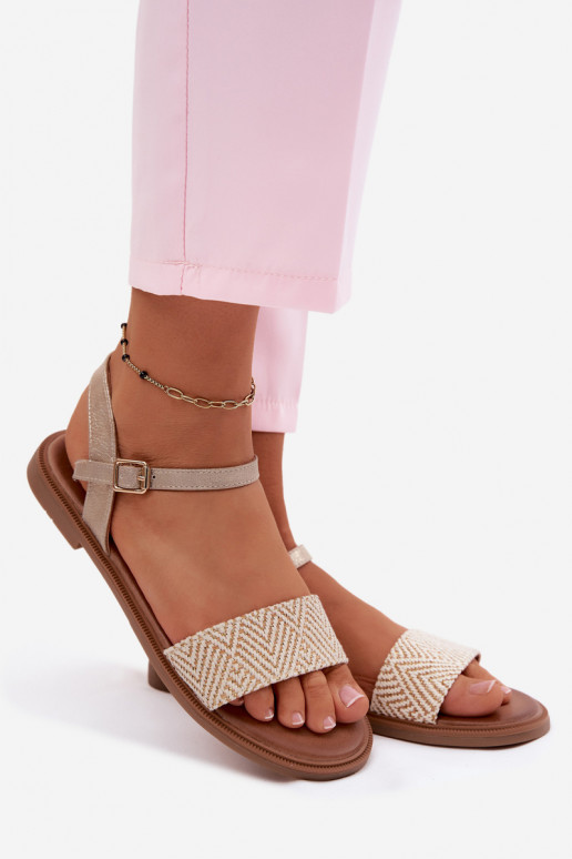 Sandales pour femmes avec des talons larges couleur dorée Lumina