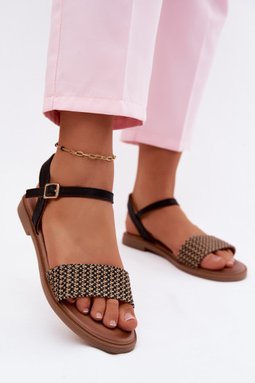 Zwarte dames platform sandalen Lumina