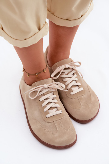 Faux suède casual schoenen Barefoot Zazoo N1243 zandkleurig