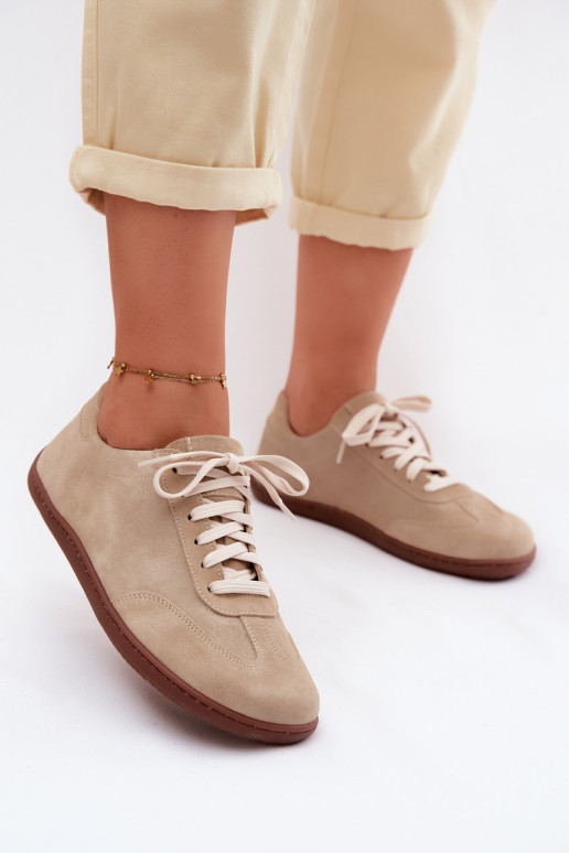 Peau en daim Chaussures de loisirs Barefoot Zazoo N1243 beige