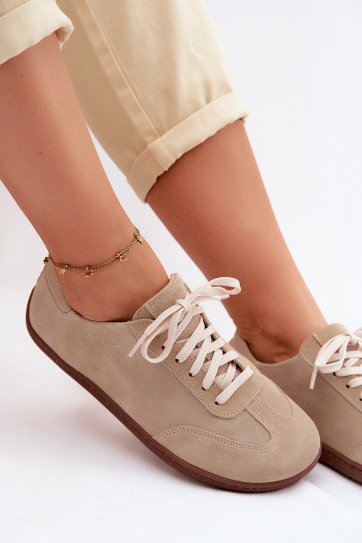 Faux-Suede Freizeitschuhe Barefoot Zazoo N1243 sandfarben