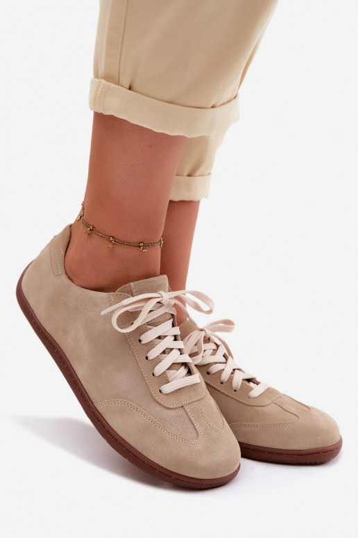 Faux-Suede Freizeitschuhe Barefoot Zazoo N1243 sandfarben