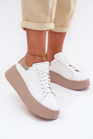 Leder-Sneaker mit Plattform Zazoo N408S2 weiß 2