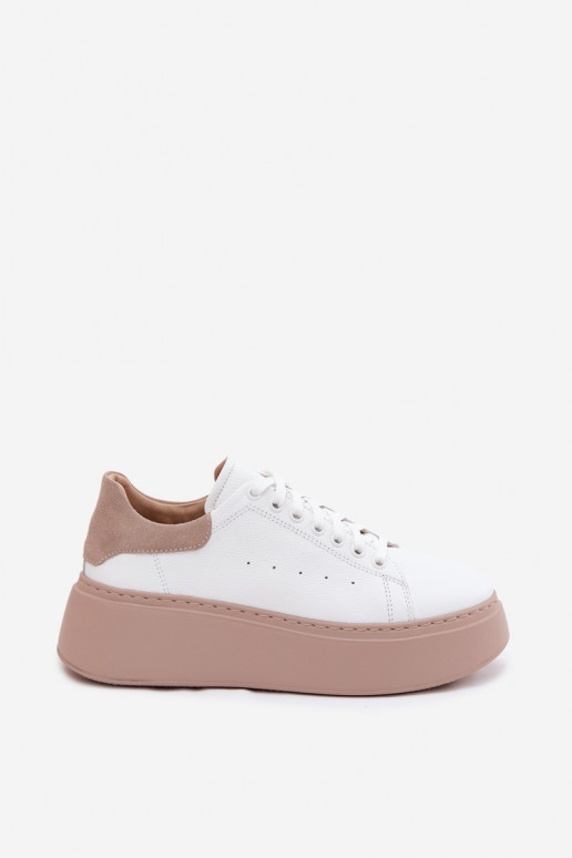 Leren sneakers met platform Zazoo N408S2 wit