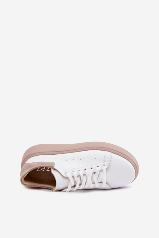 Peau Chaussures modèle baskets Féminin avec une plateforme Zazoo N408S2 couleur blanche