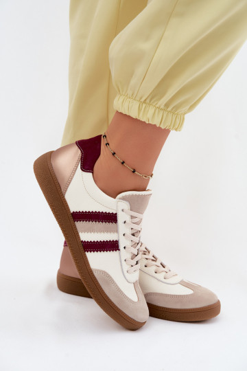 Baskets en cuir Zazoo N1234S2 blanc-bordeaux