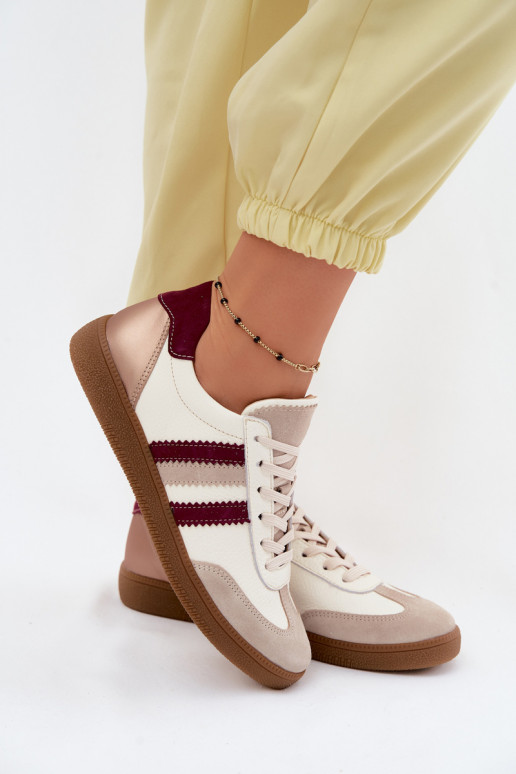 Peau Chaussures modèle baskets Féminin Zazoo N1234S2 Blanc-Bourgogne