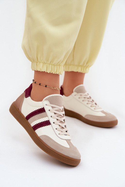 Peau Chaussures modèle baskets Féminin Zazoo N1234S2 Blanc-Bourgogne