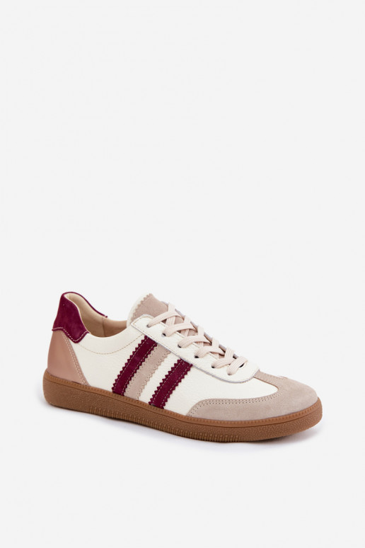 Leder-Sneaker Zazoo N1234S2 weiß-burgunder