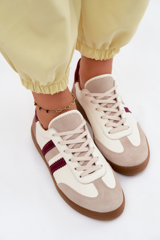 Leer Sneakers model schoenen Dames Zazoo N1234S2 INit-bordeaux