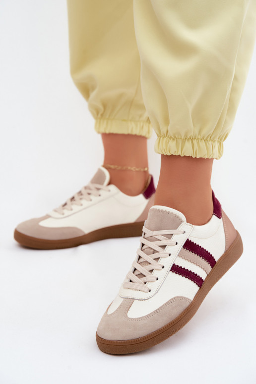 Peau Chaussures modèle baskets Féminin Zazoo N1234S2 Blanc-Bourgogne