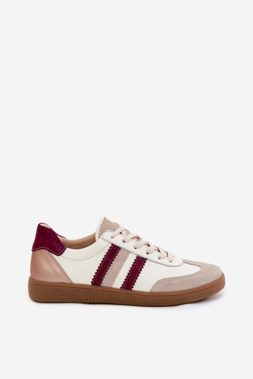 Baskets en cuir Zazoo N1234S2 blanc-bordeaux