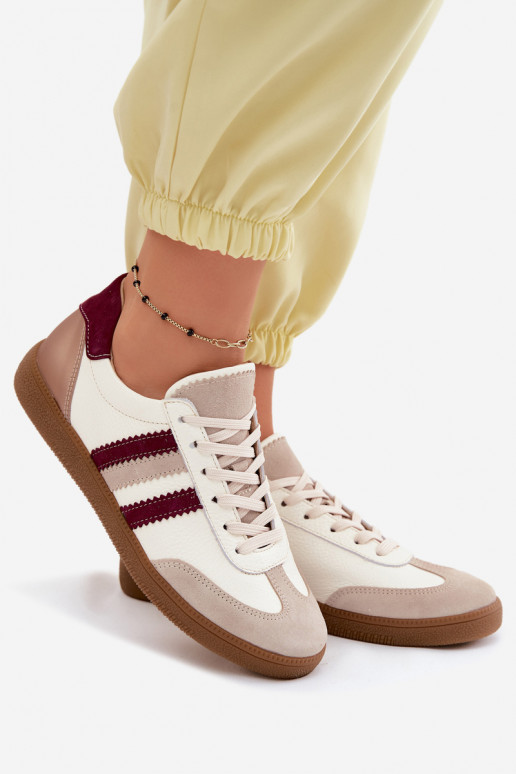Leder-Sneaker Zazoo N1234S2 weiß-burgunder