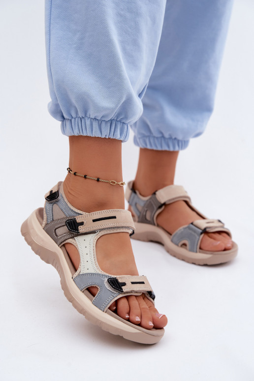 Dames sportieve sandalen McKeylor 95414 zand-blauw