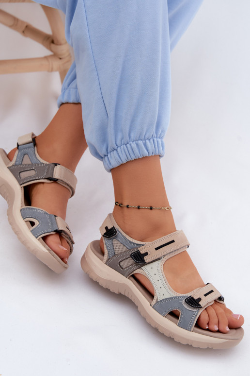 Dames sportieve sandalen McKeylor 95414 zand-blauw
