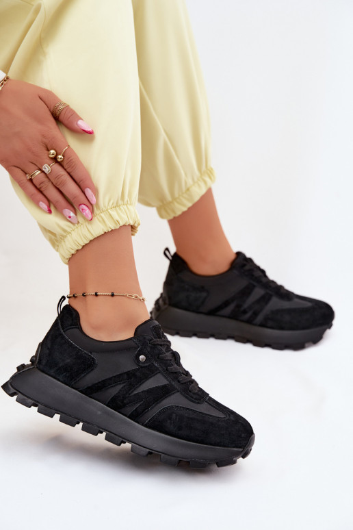 Leer van suède Sneakers model schoenen Dames met platform Vinceza 41520 zInart