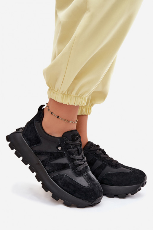 Leer van suède Sneakers model schoenen Dames met platform Vinceza 41520 zInart