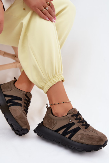Baskets en daim synthétique avec plateforme Vinceza 41520 kaki