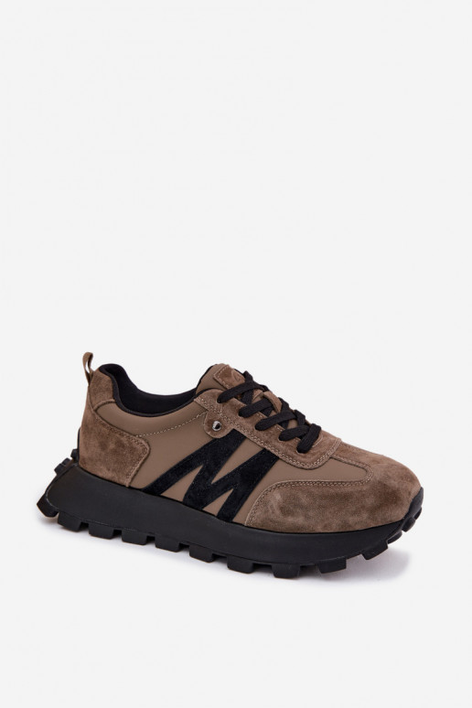Faux-Suede Sneaker mit Plattform Vinceza 41520 khaki