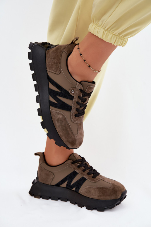 Baskets en daim synthétique avec plateforme Vinceza 41520 kaki