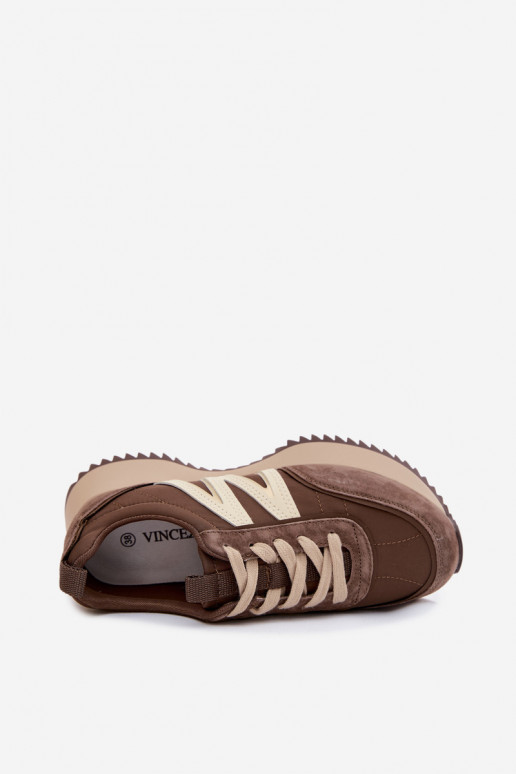 Faux-Suede Sneaker mit Plattform Vinceza 41521 braun