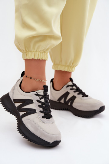 Faux suède sneakers met platform Vinceza 41521 grijs 2