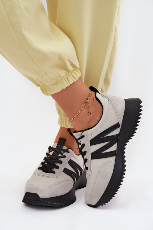 en daim Chaussures modèle baskets Féminin avec une plateforme Vinceza 41521 couleur grise