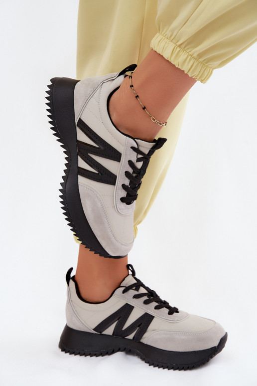 en daim Chaussures modèle baskets Féminin avec une plateforme Vinceza 41521 couleur grise