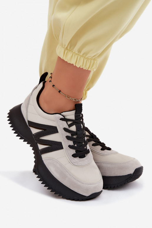 Faux-Suede Sneaker mit Plattform Vinceza 41521 grau