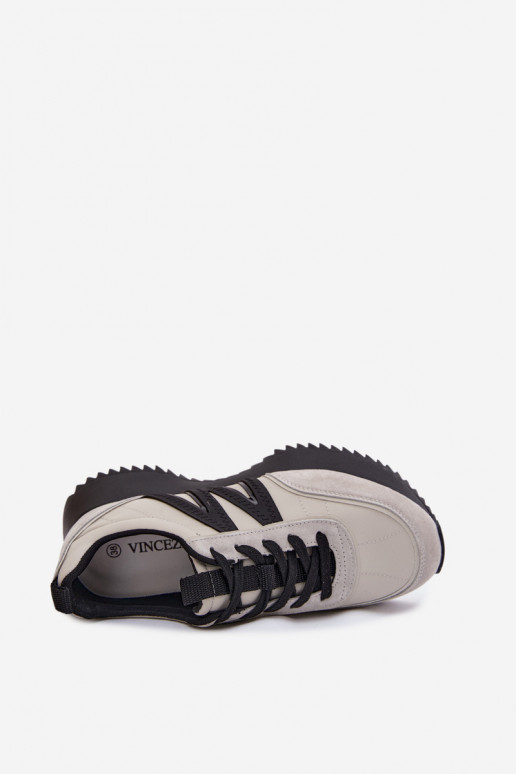 Faux suède sneakers met platform Vinceza 41521 grijs